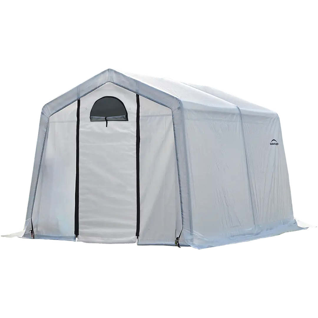 ShelterLogic GrowIT Peak Style DIY Greenhouse Kit 10 x 10 ft. with Triple Layer Translucent Polyethylene Cover and Steel Frame