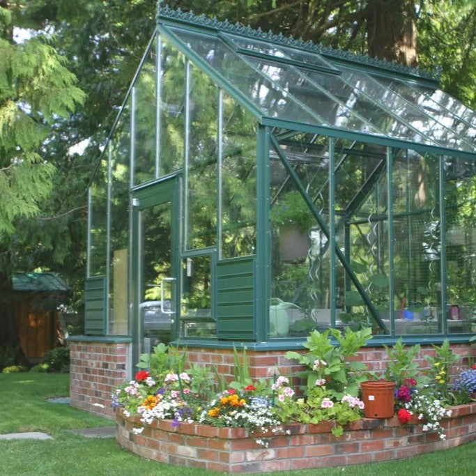 small plant glass house Cottage Glass Greenhouse Kit with 3mm Tempered Glass Panels and Aluminum Frame