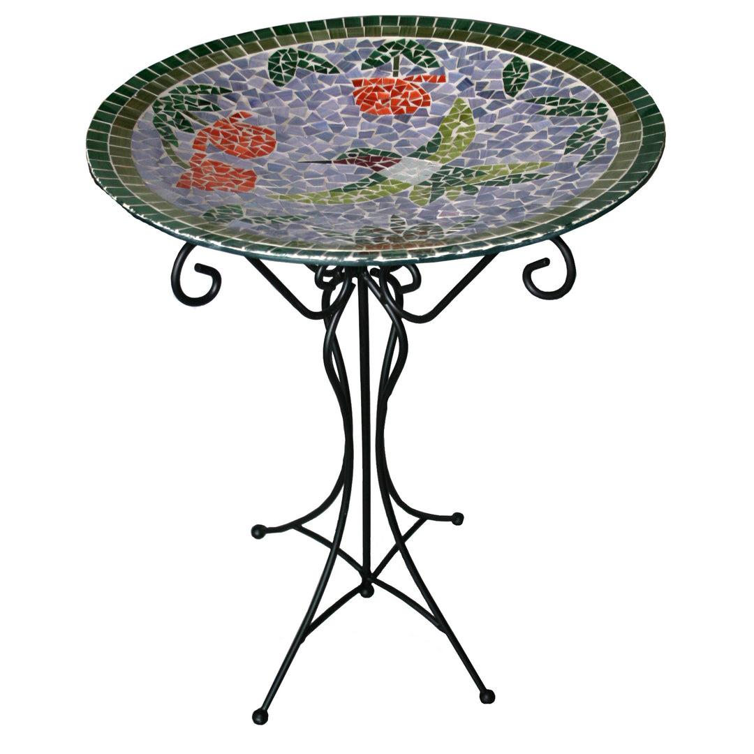 Gardener Select™ Mosaic Glass Hummingbird Design Bird Bath
