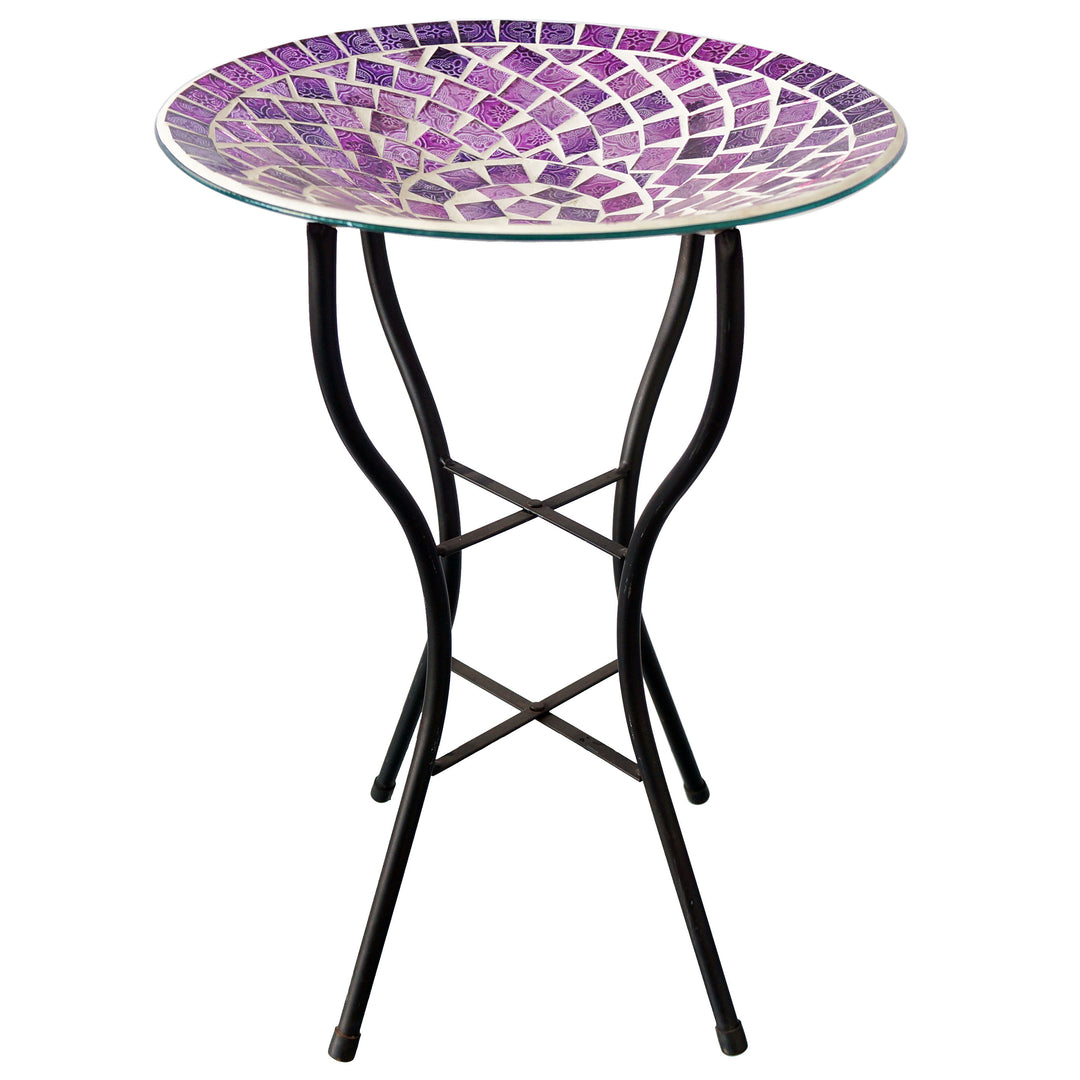 Gardener Select™ Mosaic Glass Purple Haze Design Bird Bath