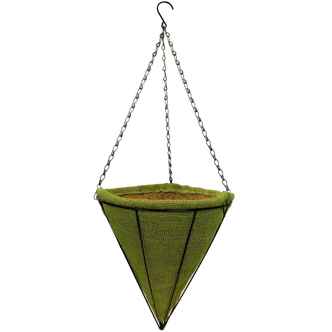 Gardener Select™ 12 in. Jute Cone Hanging Basket w/ Green Liner