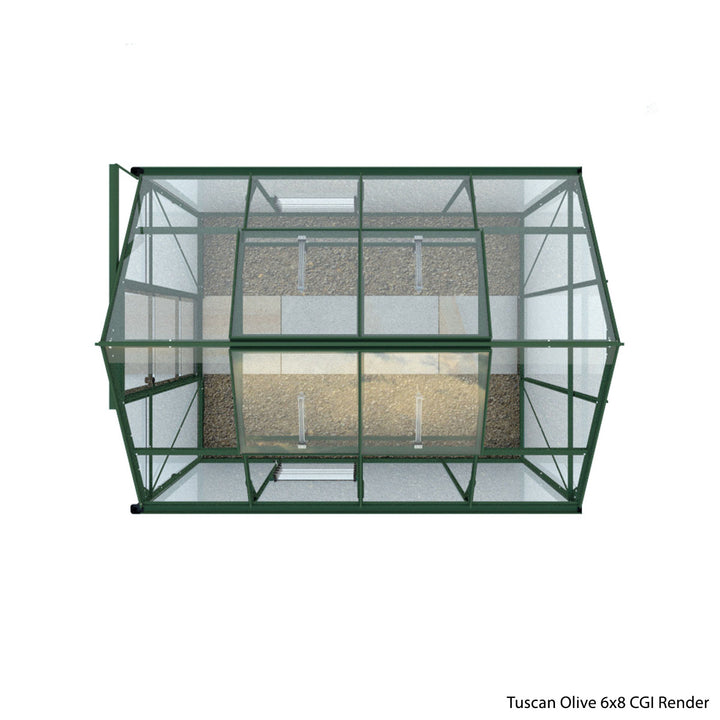 Rhino Premium Greenhouse Kit 6 x 8 ft. with 4mm Toughened Safety Glass Panels and Aluminum Frame