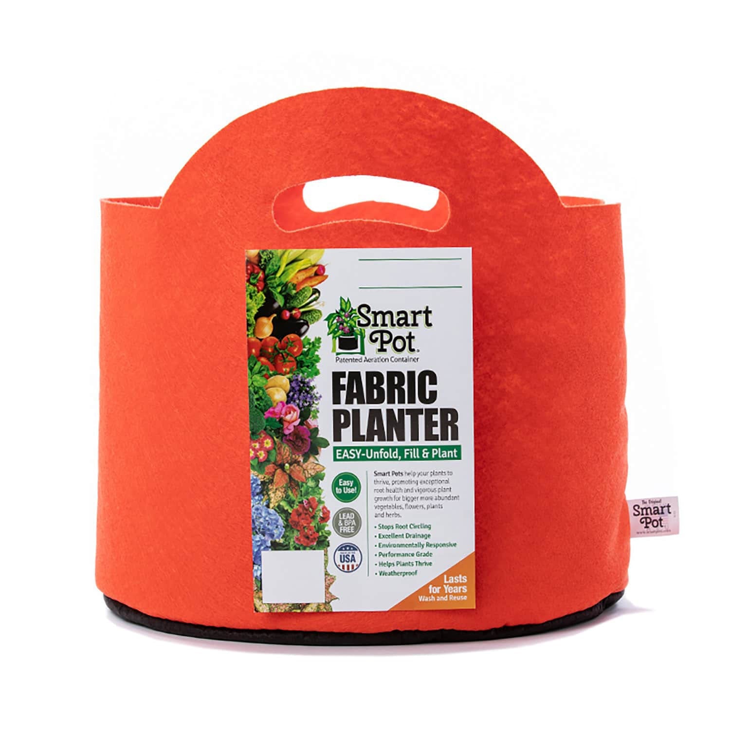 20 gallon planting pot Smart Pot Fabric Planter 3 Gallon / Mandarin Orange / With Handles