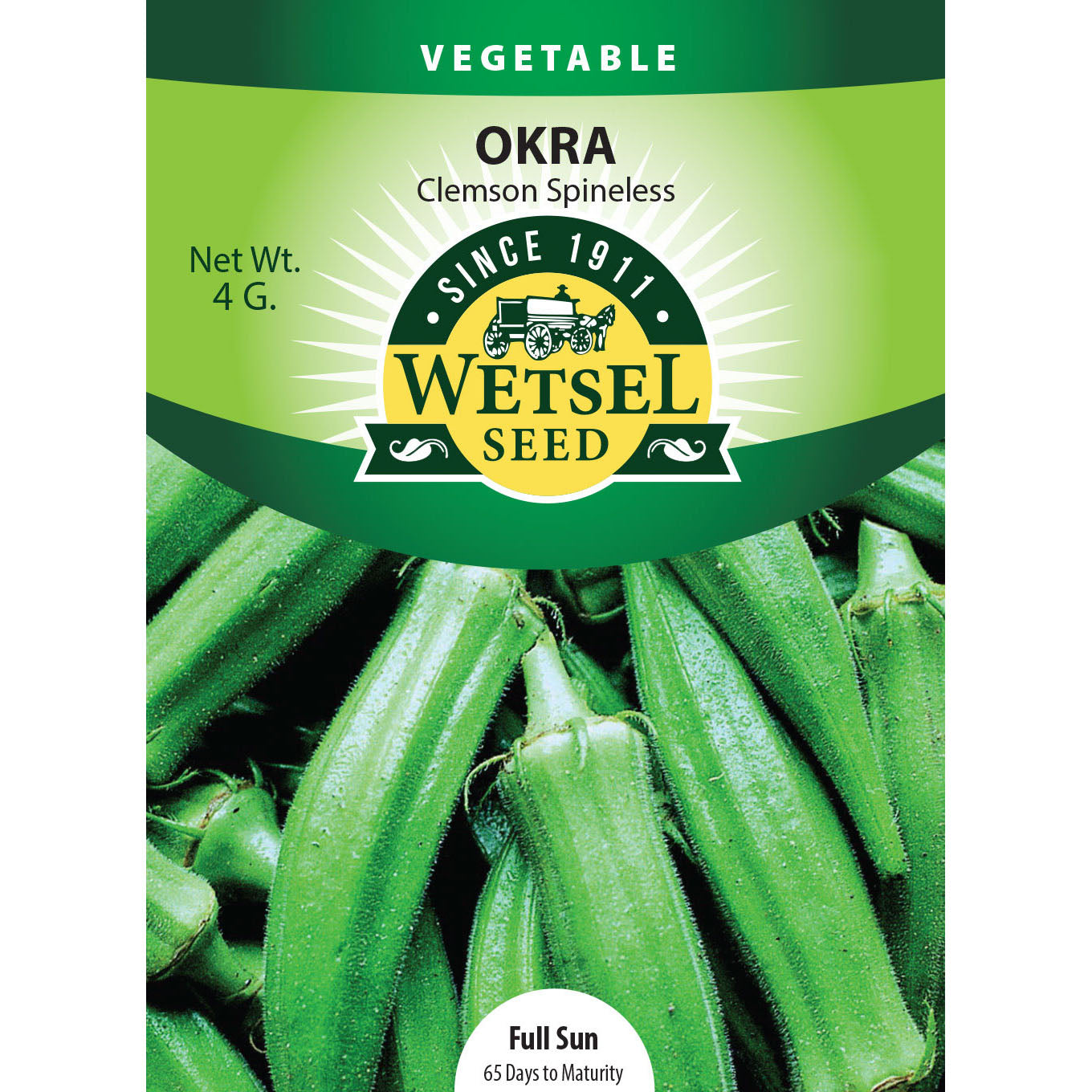 Wetsel Seed™ Okra Clemson Spineless Tall Heirloom Seed Greenhouse
