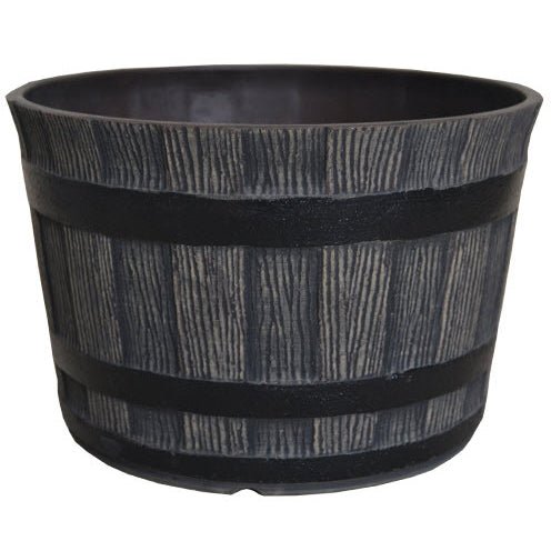 whiskey barrel plastic planter Gardener Select® Whiskey Barrel Planters
