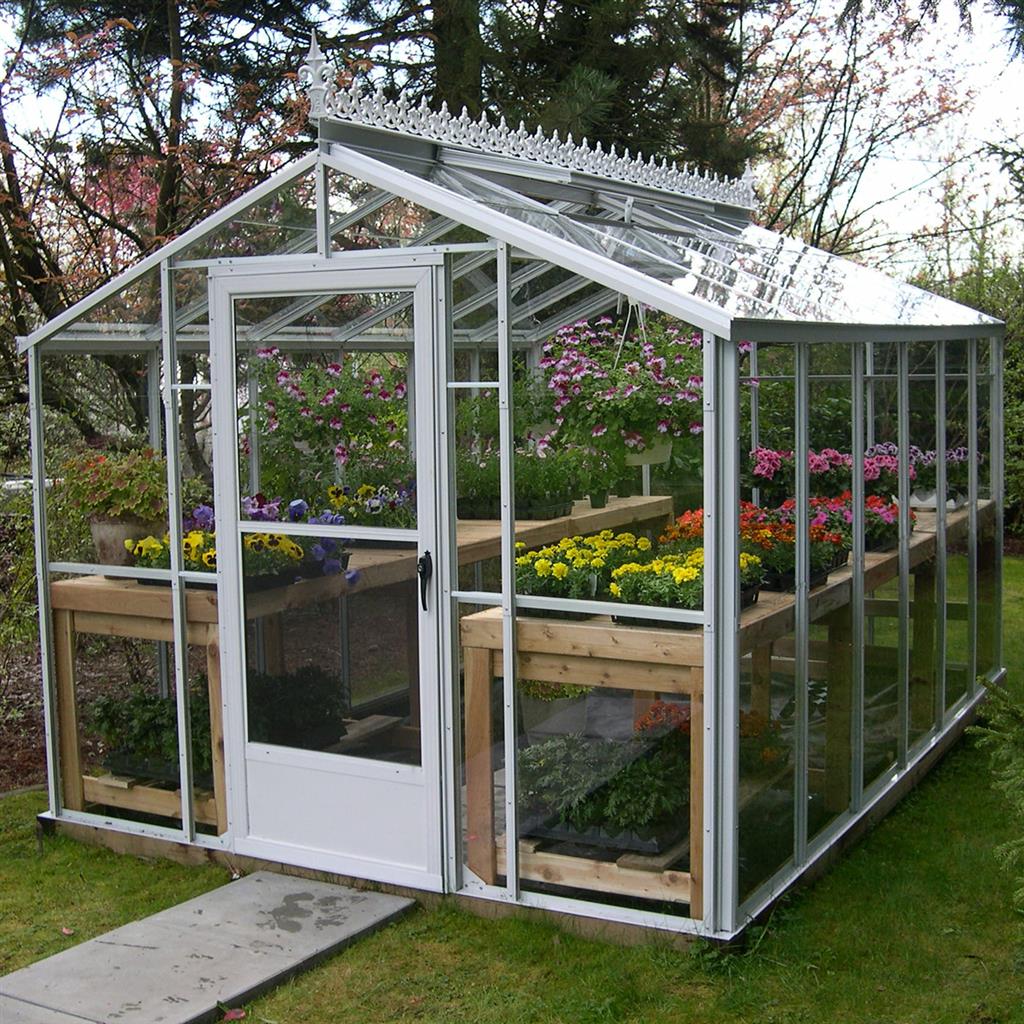Traditional Glass Greenhouse Kit with 3mm Tempered Glass and Aluminum Frame