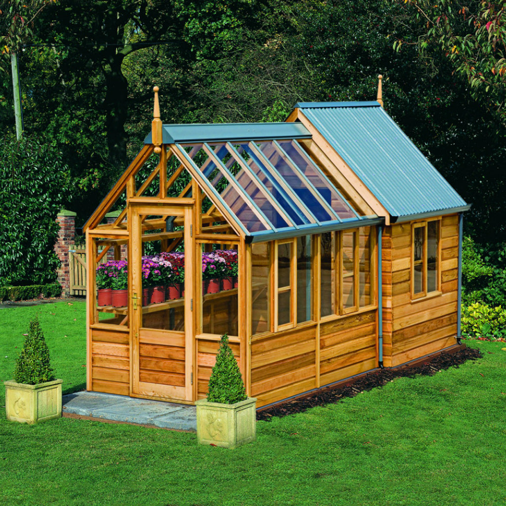 Gabriel Ash Rosemoor Combo Greenhouse/Shed Kit with Tempered Glass and Red Cedar Wood Frame
