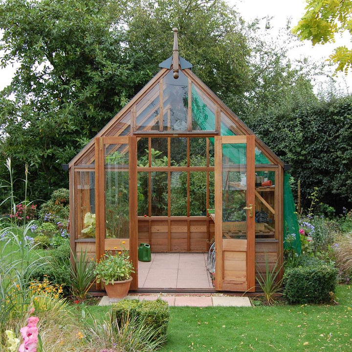 Gabriel Ash Wisley Series Greenhouse Kit with Tempered Glass Panels and Red Cedar Wood Frame