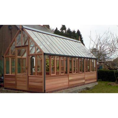 Gabriel Ash Wisley Series Greenhouse Kit with Tempered Glass Panels and Red Cedar Wood Frame