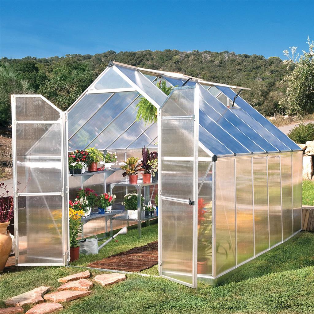 Essence DIY Greenhouse Kit 8 x 12 ft. with 4mm Twin-Wall Polycarbonate Panels and Aluminum Frame
