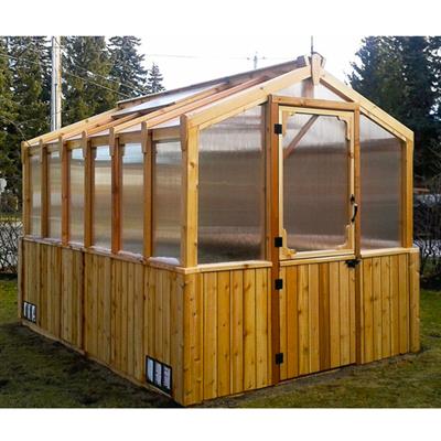 Outdoor Living Greenhouse Kit 8 ft. Wide with 6mm Twin Wall Polycarbonate Panels and Cedar Wood Frame