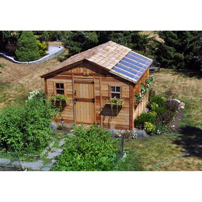 SunShed Garden Building and Greenhouse Kit 12 x 12 ft. with Glass Panels and Cedar Wood Frame