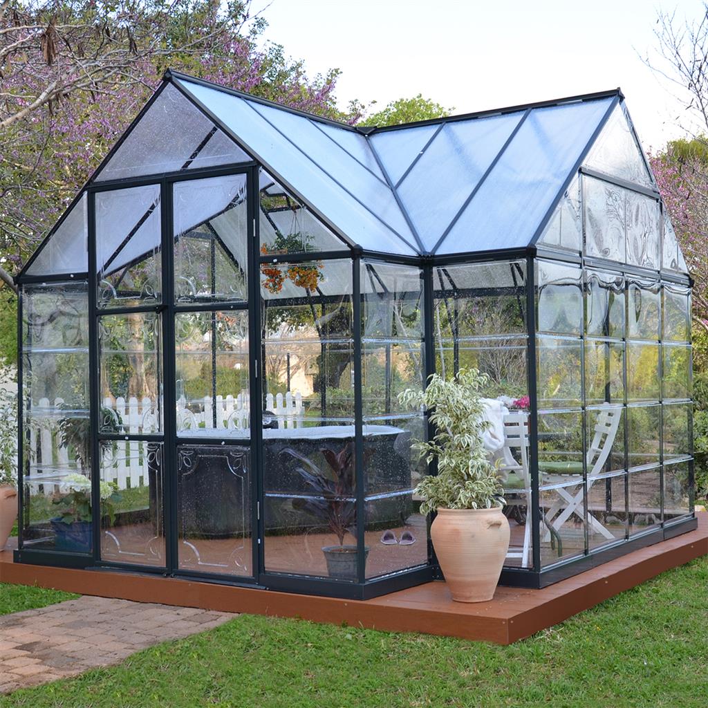 Palram Canopia Garden Chalet DIY Greenhouse Kit 12 x 10 ft. with Polycarbonate Panels and Aluminum Frame