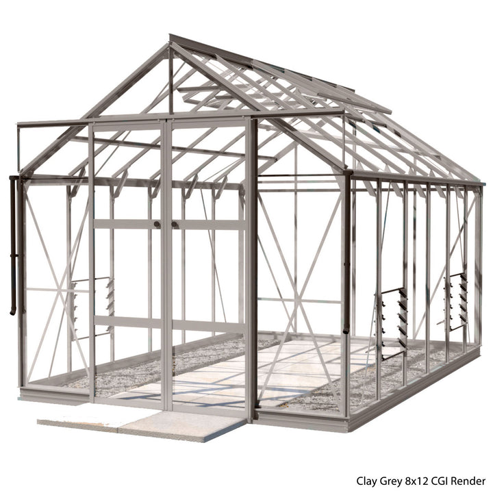 Rhino Premium Greenhouse Kit 8 x 12 ft. with 4mm Toughened Safety Glass and Aluminum Frame