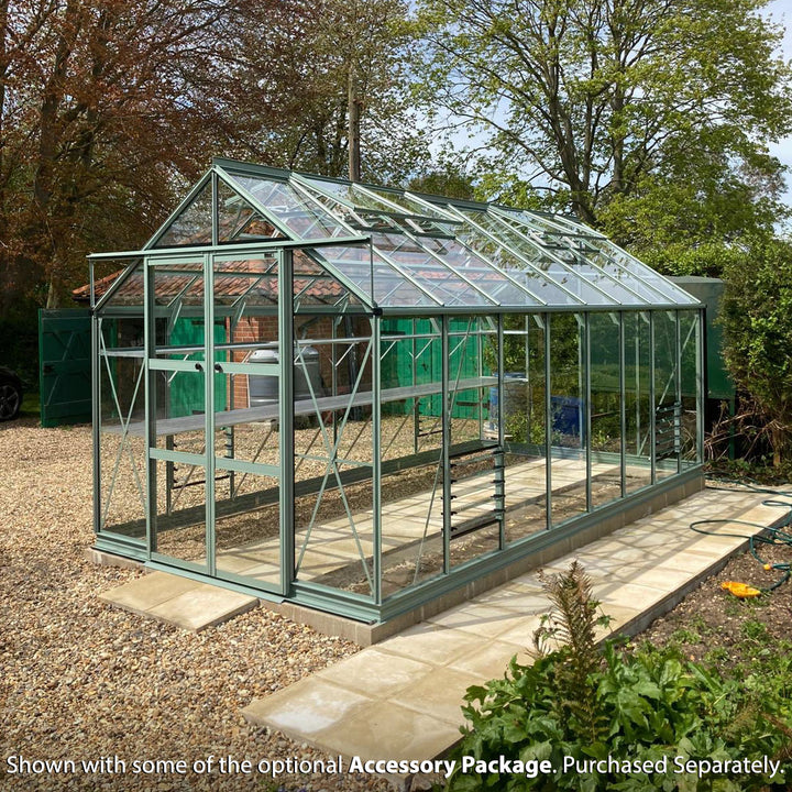 Rhino Premium Greenhouse Kit 8 x 16 ft. with 4mm Toughened Safety Glass Panels and Aluminum Frame