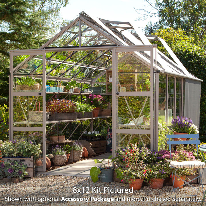 Rhino Premium Greenhouse Kit 8 x 16 ft. with 4mm Toughened Safety Glass Panels and Aluminum Frame