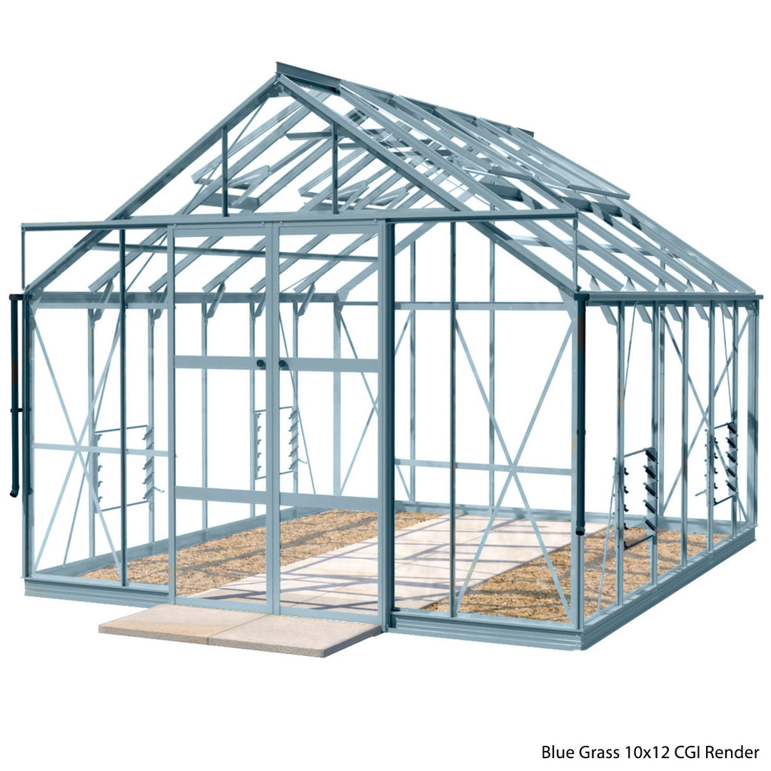 Rhino Premium Greenhouse Kit 10 x 12 ft. with 4mm Toughened Safety Glass and Aluminum Frame