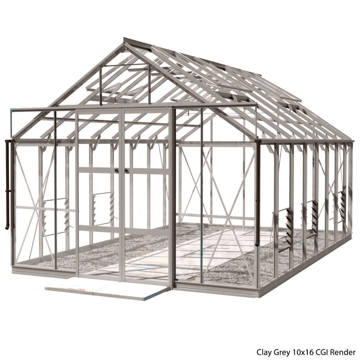 Rhino Premium Greenhouse Kit 10 x 16 ft. with 4mm Toughened Safety Glass Panels and Aluminum Frame