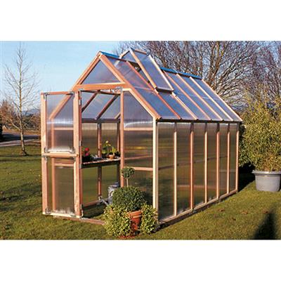 Sunshine DIY Gardenhouse Kit 6 ft. Wide with 4.5mm Twinwall Polycarbonate Panels and Redwood Frame