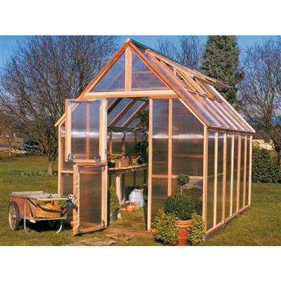 Sunshine DIY Gardenhouse Kit 8 ft. Wide with 4mm Twinwall Polycarbonate Panels and Redwood Frame