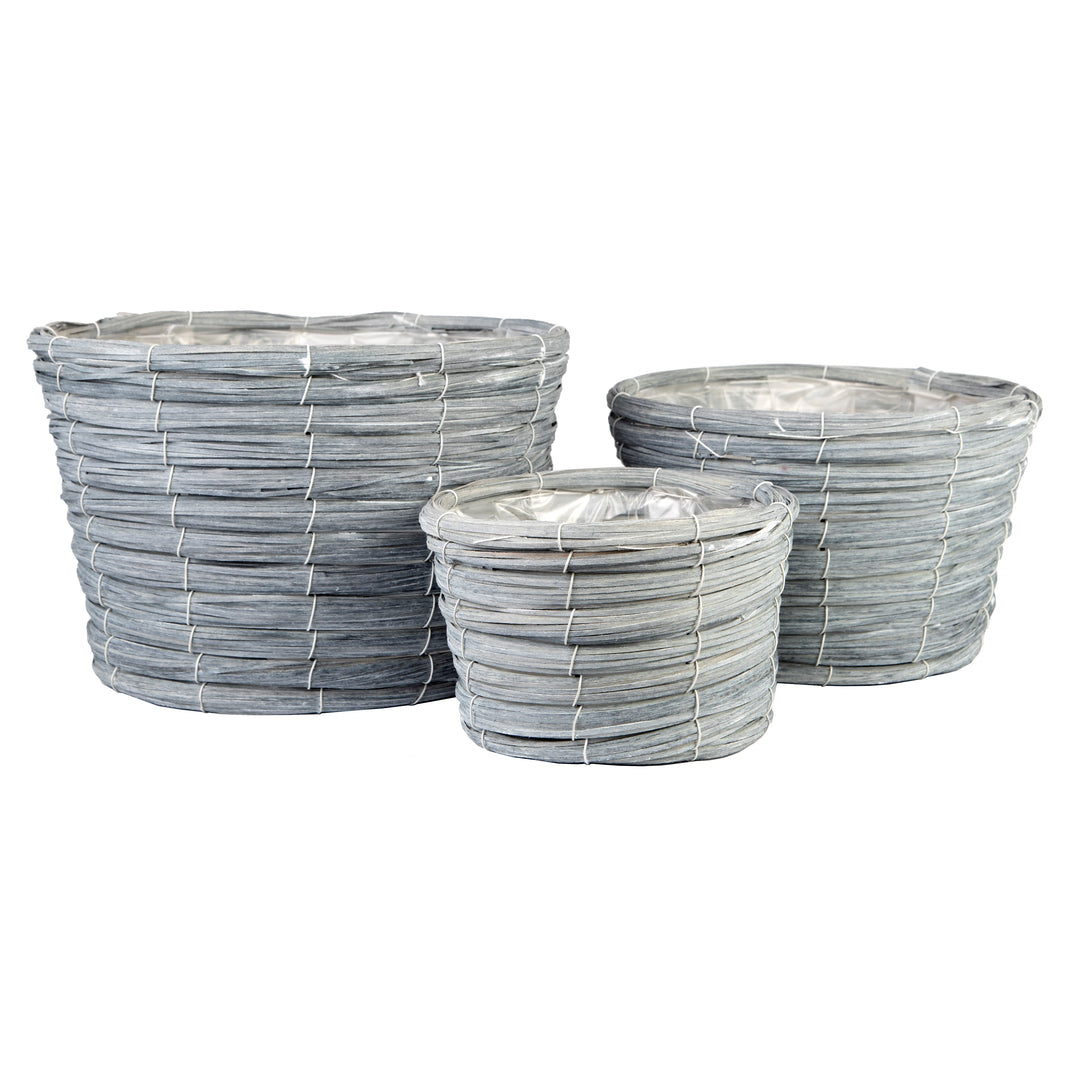 Gardener Select™ Grey Oval Wood Weaved Basket Set