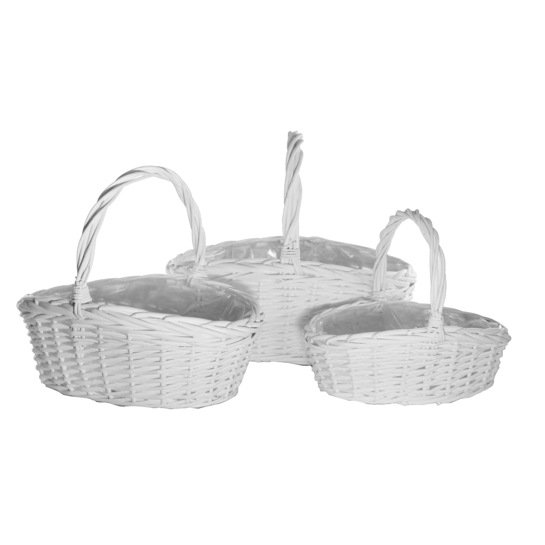 Gardener Select™ White Oval Woven Wicker Basket Set