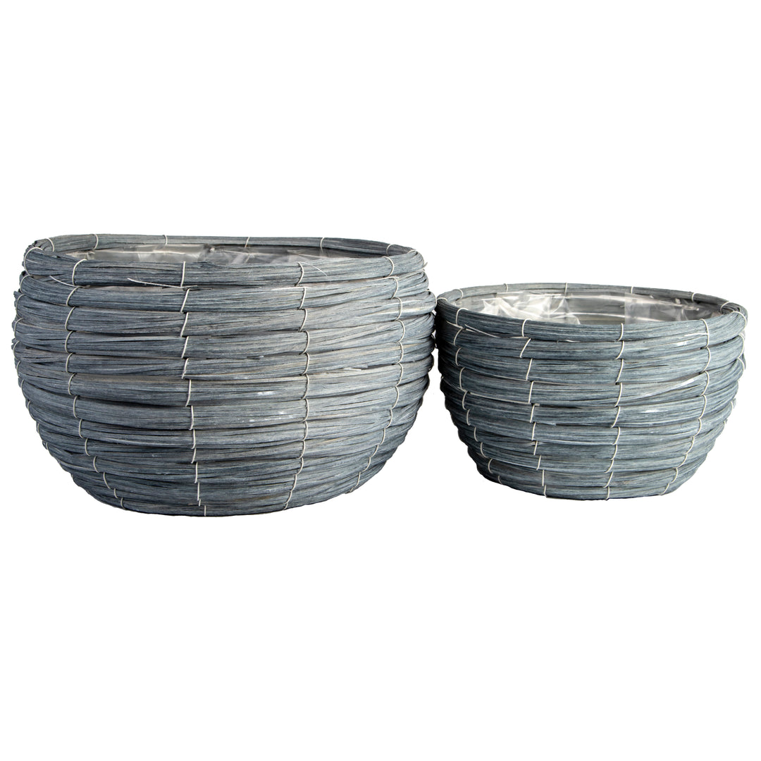 Gardener Select Small Round Woven Wood Planters with Liner