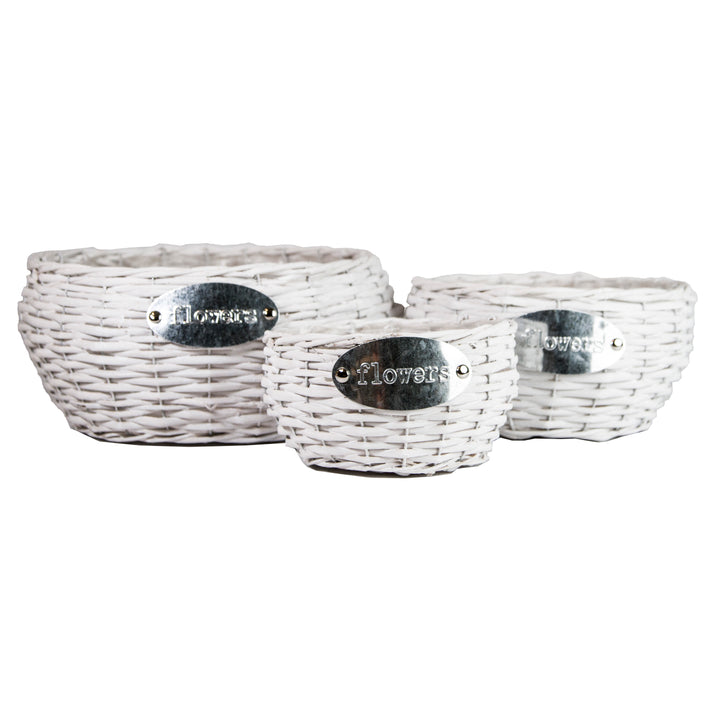 Gardener Select White Willow Woven Basket Set