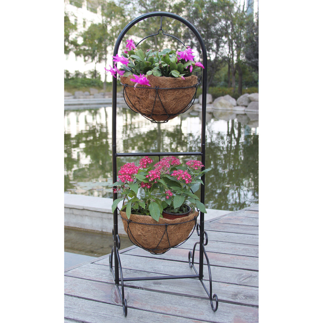 Gardener Select™ Black 2-Basket Wire Patio Planter