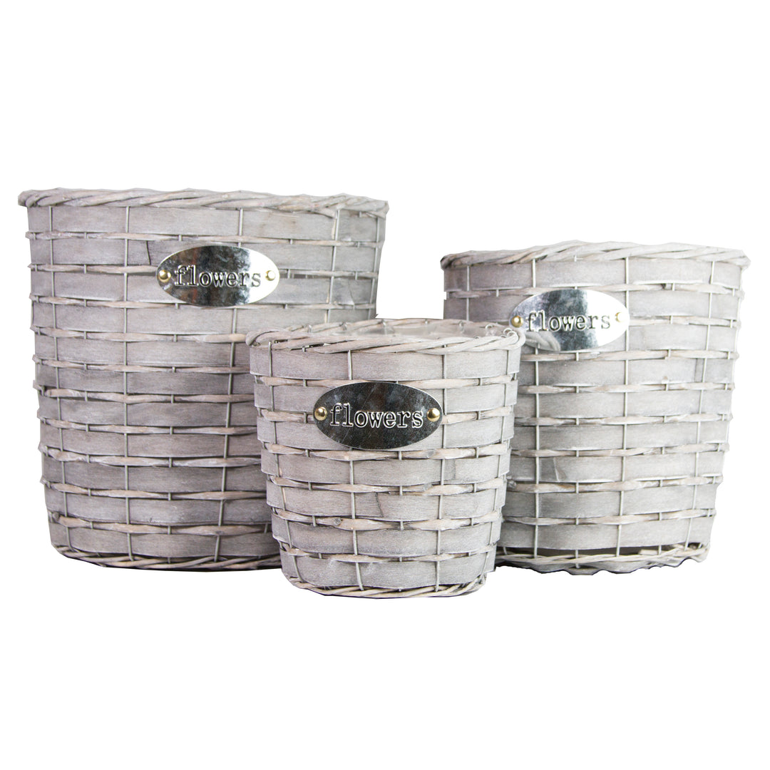 Gardener Select™ Round Wood Weaved Flowers Basket Set