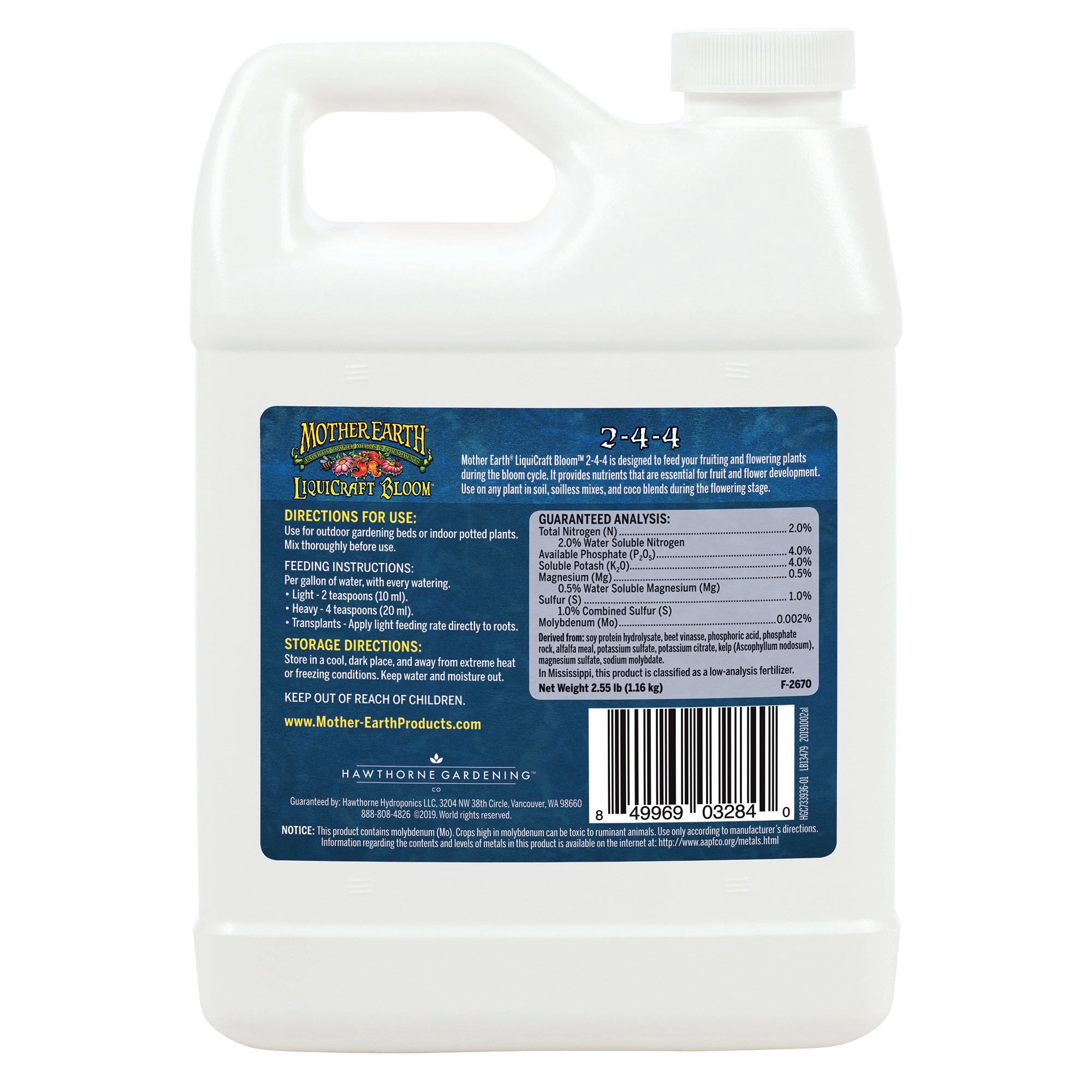 Mother Earth® LiquiCraft Bloom™ 2-4-4 - Greenhouse Megastore