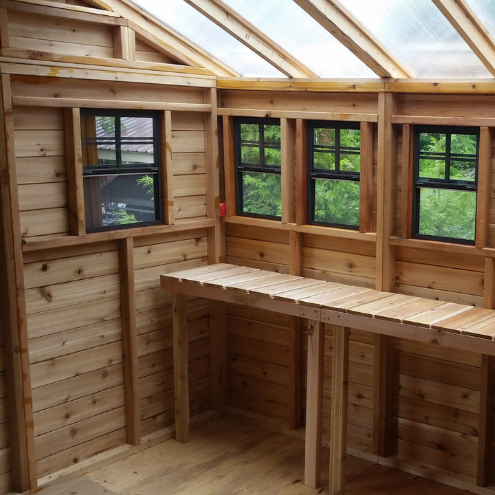 SunShed Garden Building and Greenhouse Kit 12 x 12 ft. with Glass Panels and Cedar Wood Frame