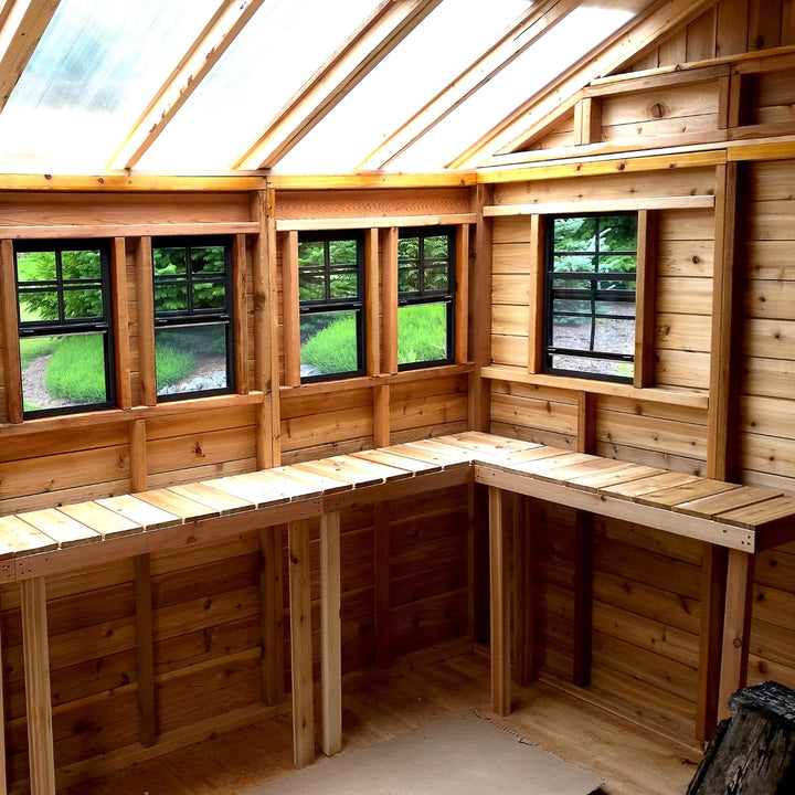 SunShed Garden Building and Greenhouse Kit 8 x 12 ft. with Glass Panels and Cedar Wood Frame