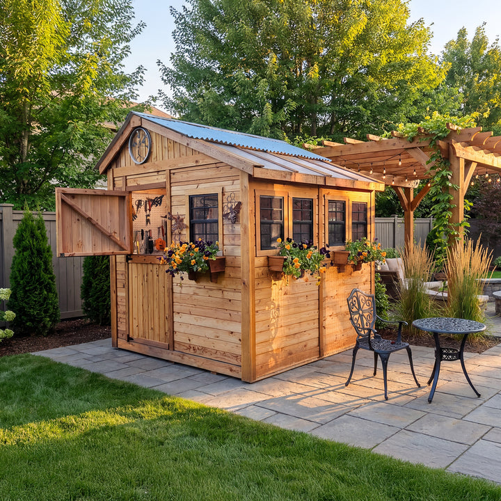 SunShed Garden Building and Greenhouse Kit 8 x 8 ft. with 6mm Twin-Wall Polycarbonate and Cedar Wood Frame