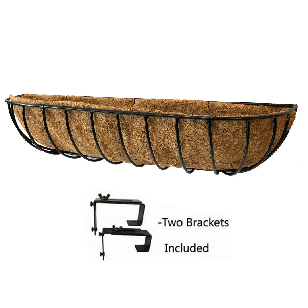 Black Cottage Window & Deck Planter w/ Coco Liner - Greenhouse Megastore