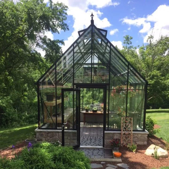 Cape Cod Glass Greenhouse Kit with 3mm Overlaps Tempered Glass Panels and Aluminum Frame - Greenhouse Megastore