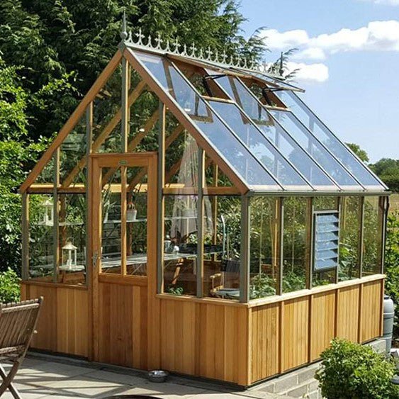 Cheltenham Cedar Greenhouse Kit, 9 ft. Wide with 3mm Safety Glass and Cedar Wood Frame - Greenhouse Megastore