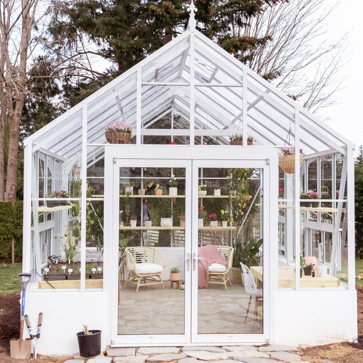 Cottage Glass Greenhouse Kit with 3mm Tempered Glass Panels and Aluminum Frame - Greenhouse Megastore