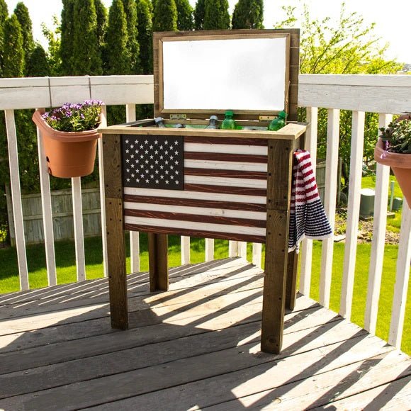 DDI® Backyard Expressions Outdoor Wooden American Flag Cooler - Greenhouse Megastore