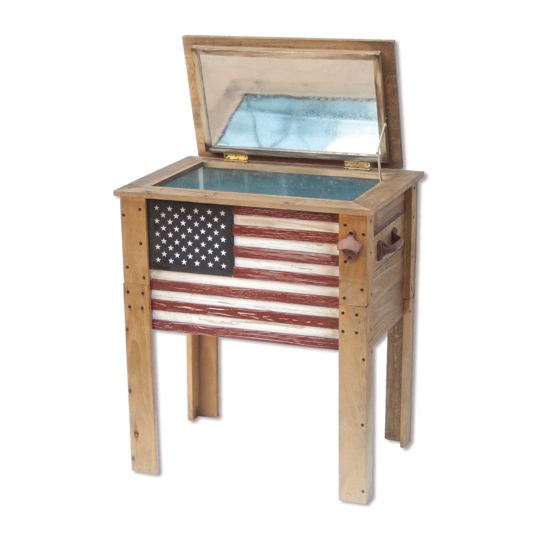 DDI® Backyard Expressions Outdoor Wooden American Flag Cooler - Greenhouse Megastore