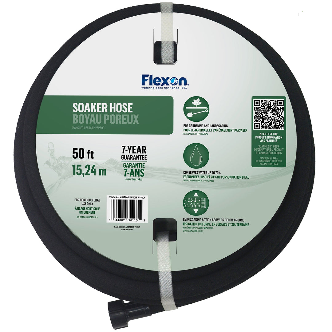 Flexon® 50 ft. Weep & Soak Black Soaker Hose - Greenhouse Megastore