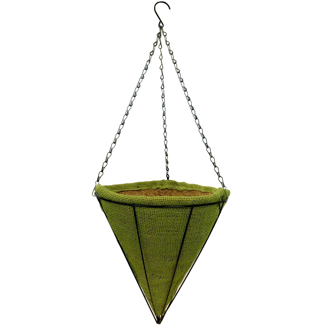 hanging cone planter Gardener Select 12" Jute Cone Hanging Basket w/ Green Coco Liner