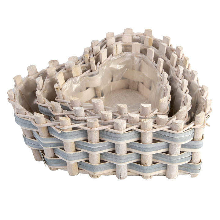 Gardener Select® Heart Wood 3 - Piece Weaved Planter Set - Greenhouse Megastore