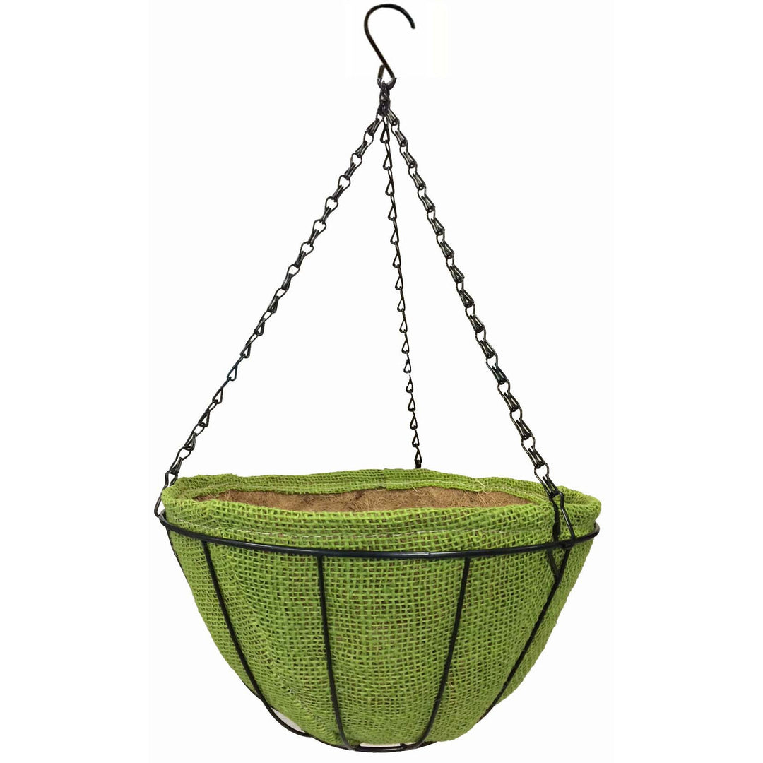 jute hanging planter Gardener Select 14" Jute Hanging Basket Green with Coco Liner