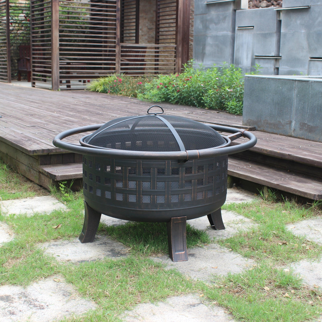 Gardener Select® Open Basket Weave Deep Fire Pit - Greenhouse Megastore