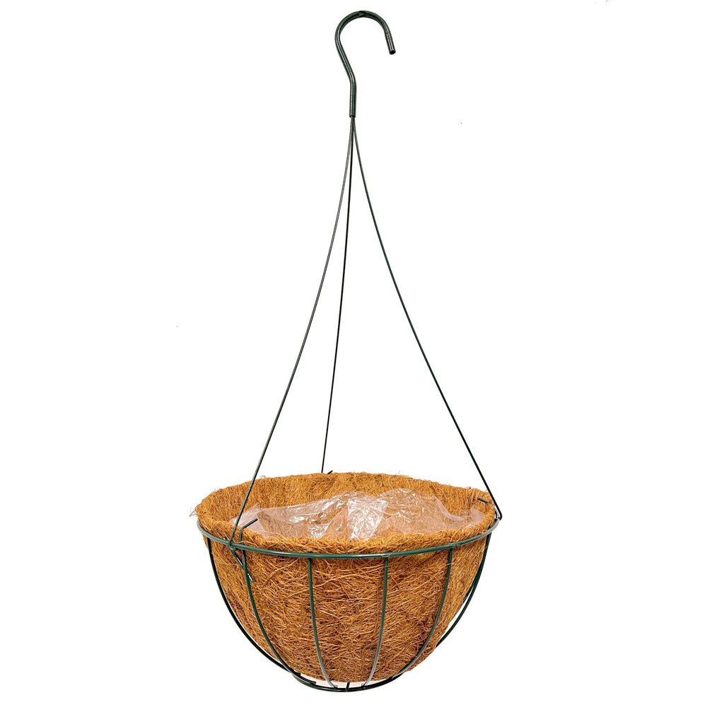 Grower Select® Coco Lined Flat Bottom Hanging Basket - Greenhouse Megastore
