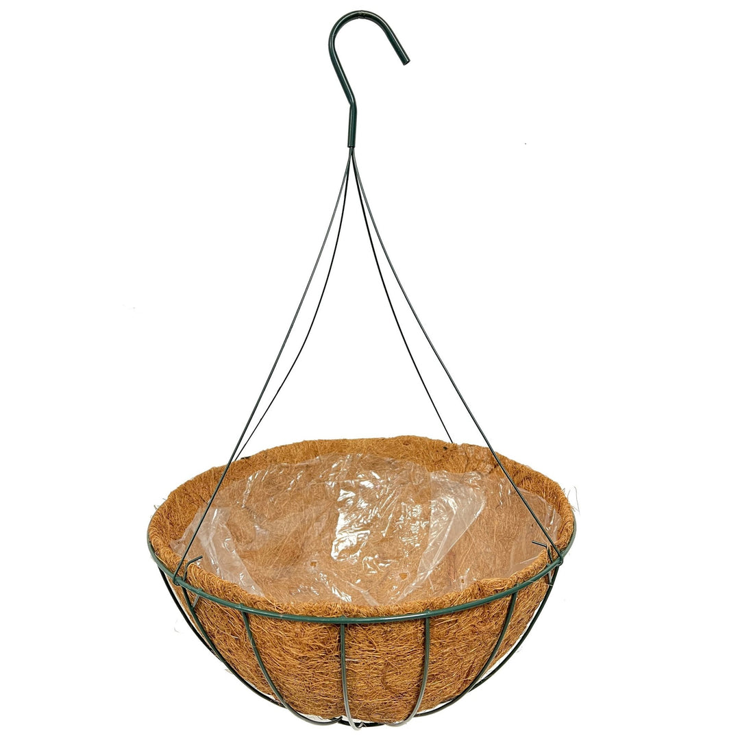 Grower Select® Coco Lined Flat Bottom Hanging Basket - Greenhouse Megastore