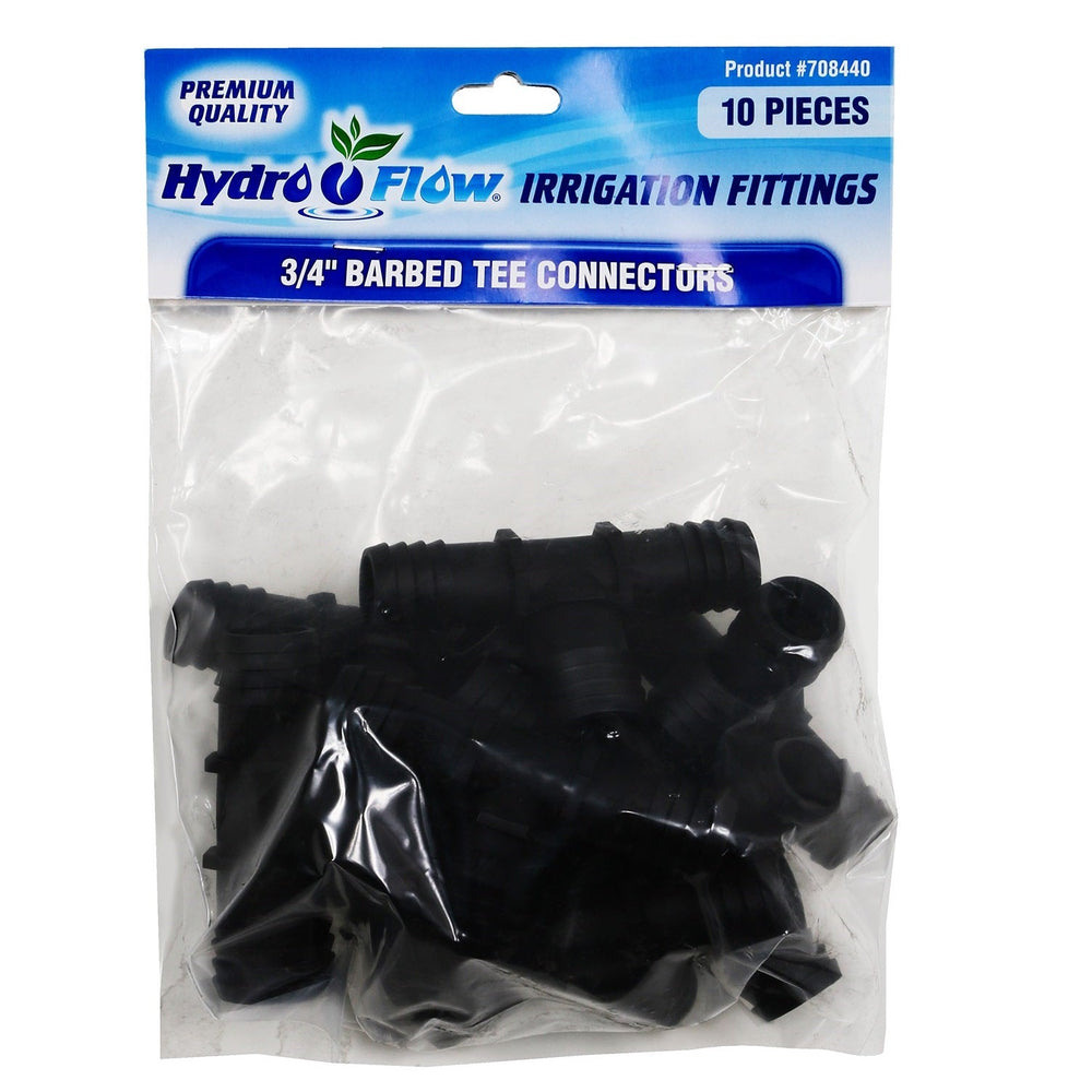 Hydro Flow® Premium Barbed Tee Fitting - Pack of 10 - Greenhouse Megastore