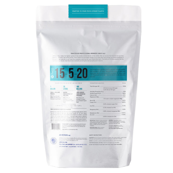 Jack's Nutrients 15 - 5 - 20 Tap Water Fertilizer - Greenhouse Megastore