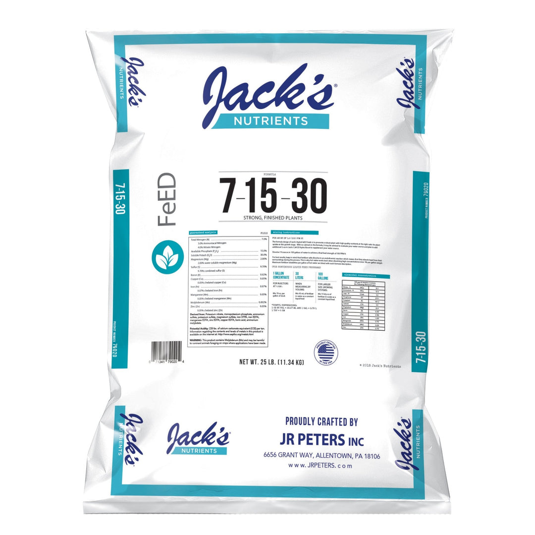Jack's® Nutrients 7 - 15 - 30 Finish Fertilizer - Greenhouse Megastore